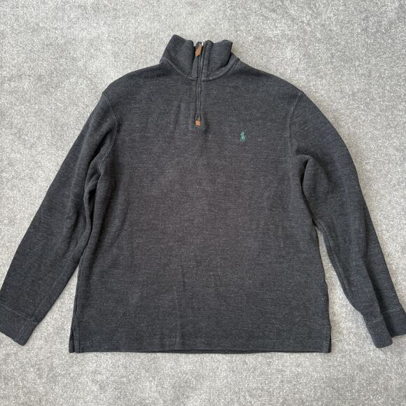 Polo Ralph Lauren Other - Polo Ralph Lauren Sweater Mens Large Gray Quarter Zip Pullover Pony Logo Cotton